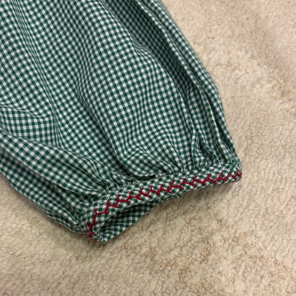 Green Gingham Smocked Peasant Dress - Picture 3 of 3